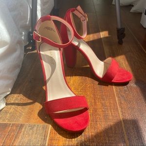 Red Strappy Sandal Heels